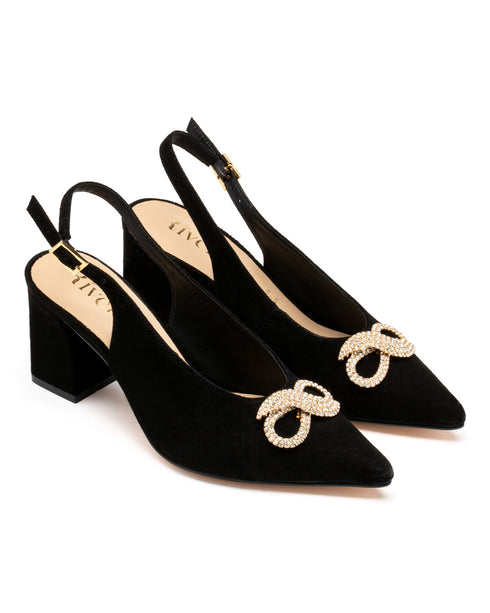 Zapatilla Negra Sligback Cristales 20700